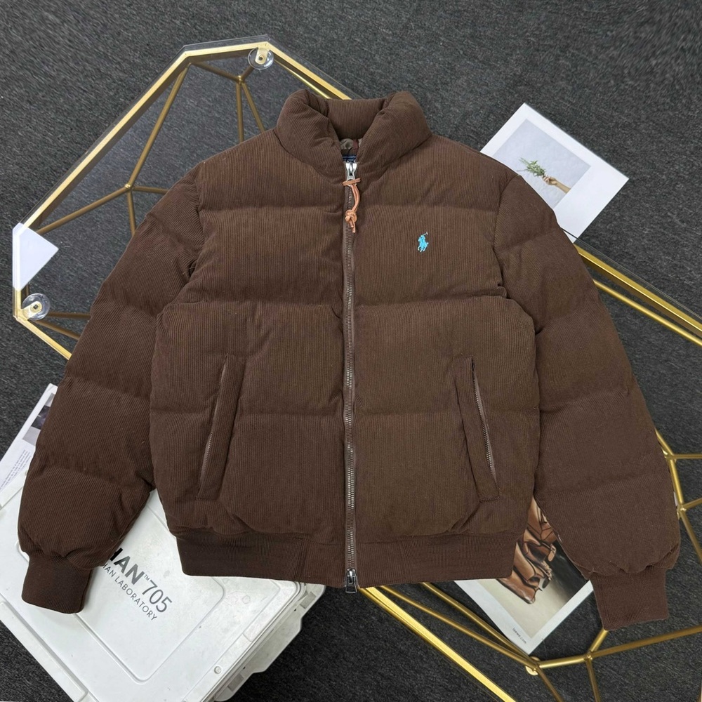 Ralph Lauren Brown Quilted Corduroy Puffer Jacket